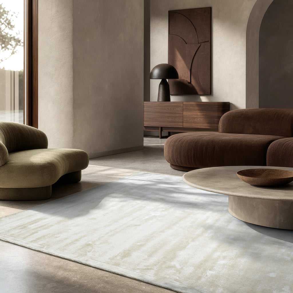 Luxury Off White Viscose Rug