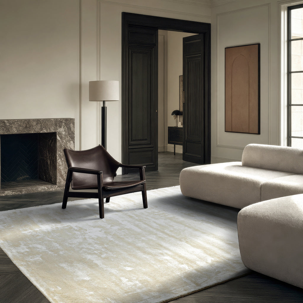 Luxury Off White Viscose Rug