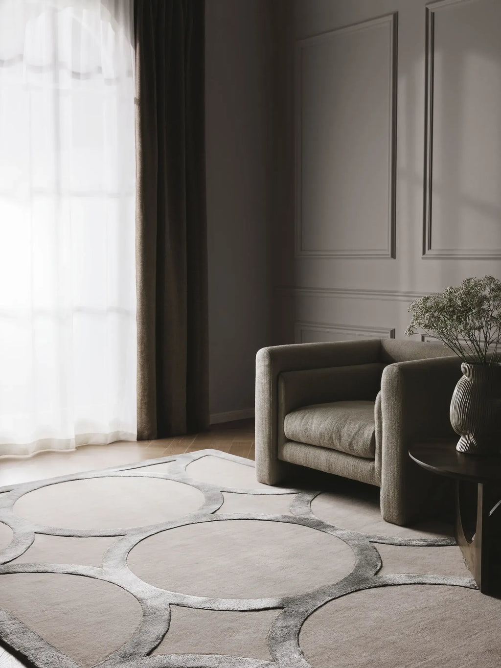 Halo Grid Designer Silk Rug