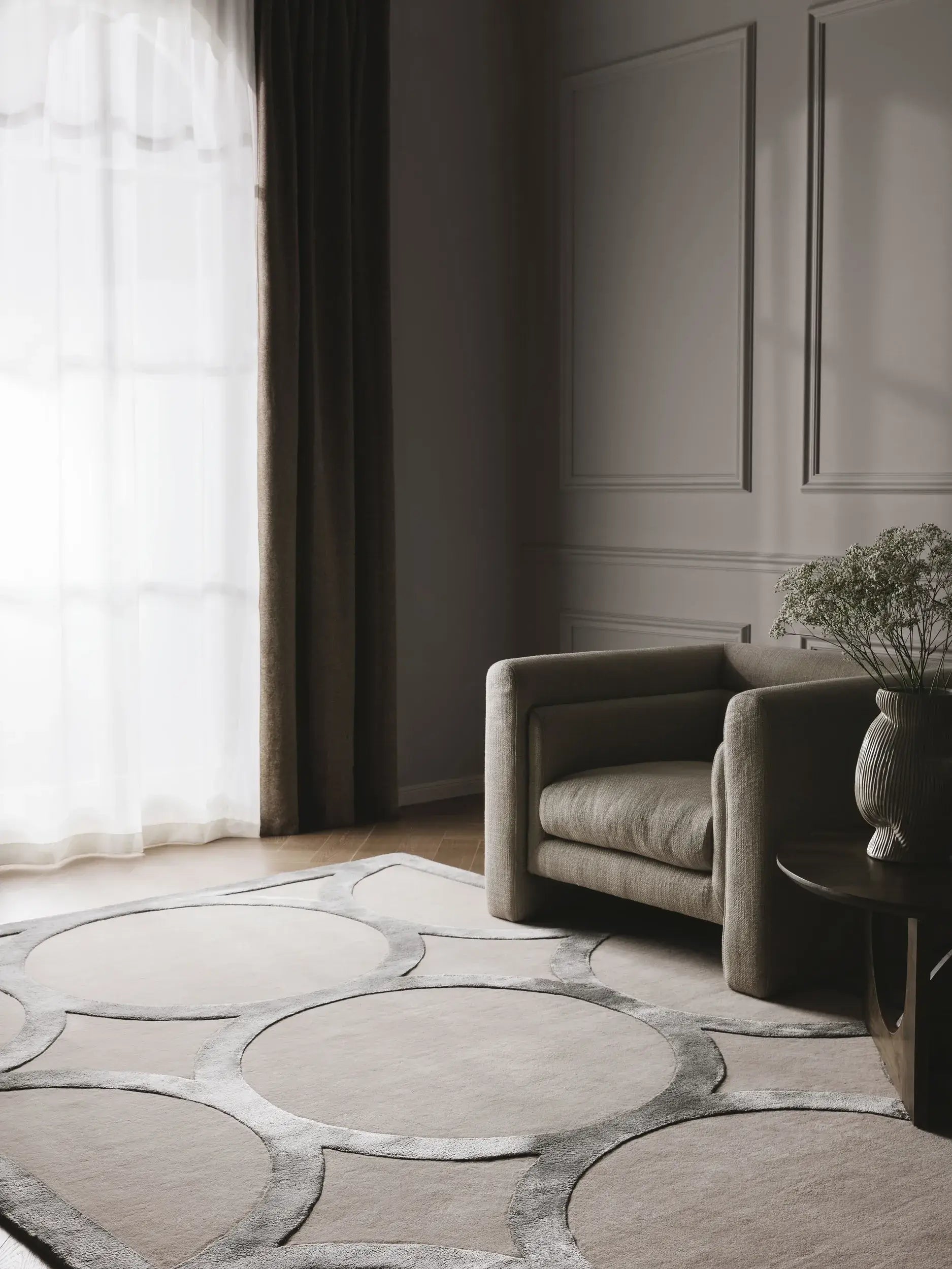 Halo Grid Designer Silk Rug