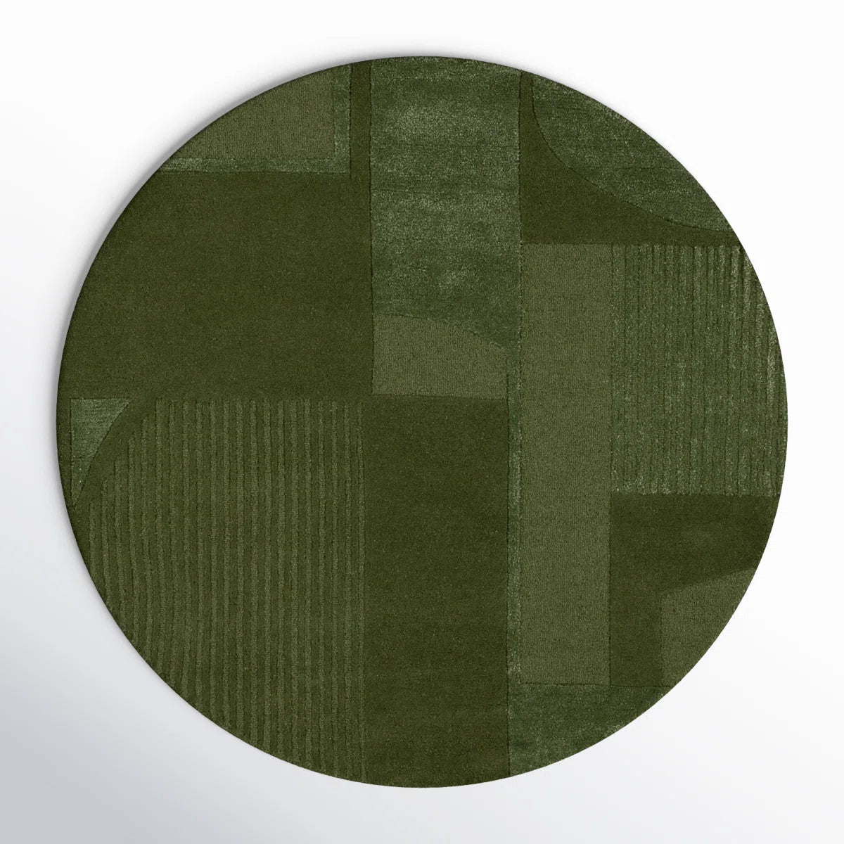 Verdant Relief Round Wool Rug