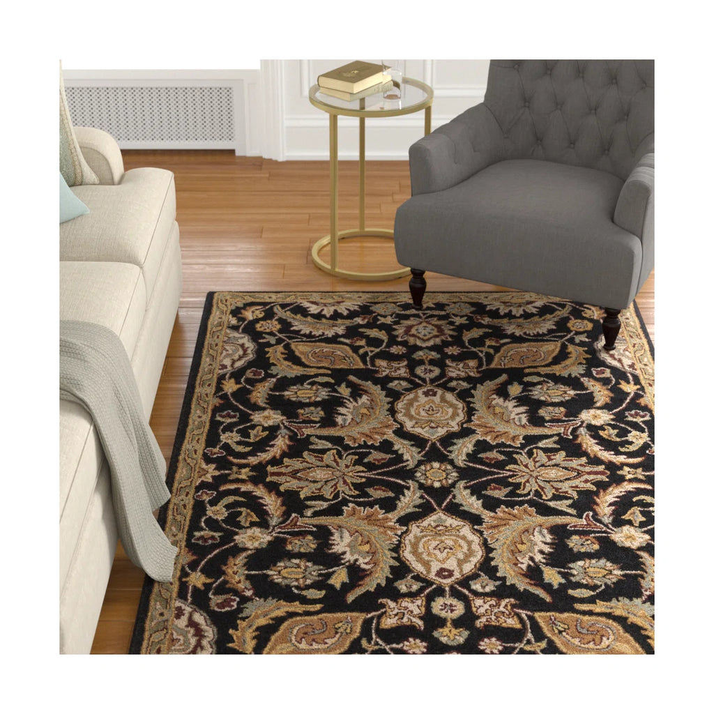 Traditional Black Wool Rug