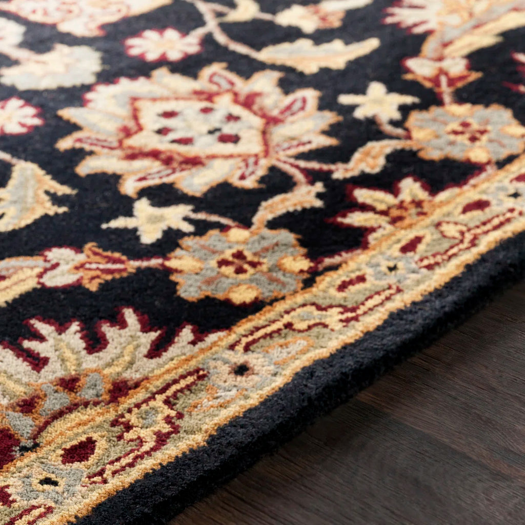 Traditional Black Wool Rug