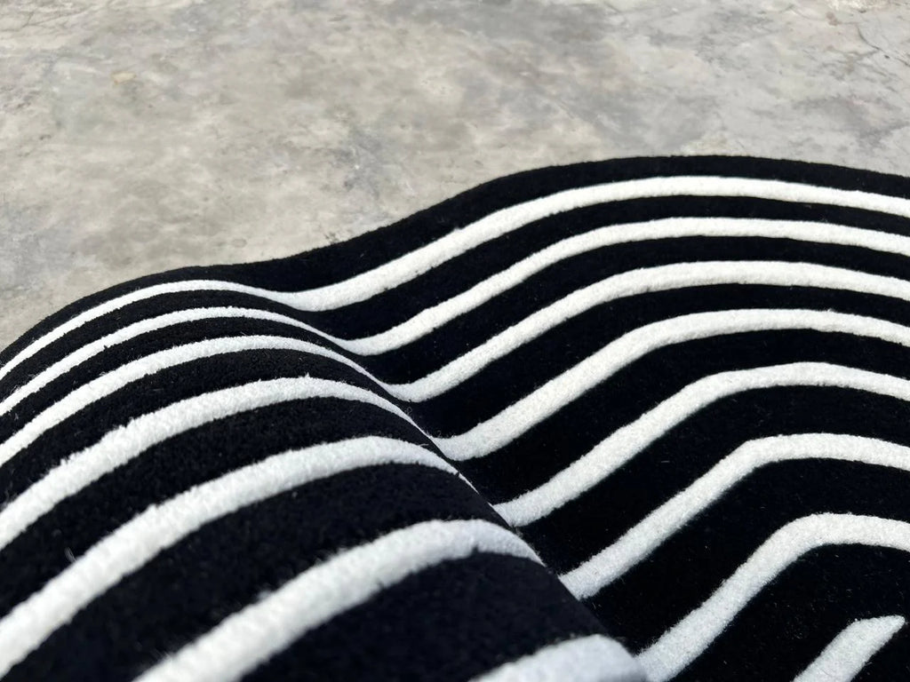 Antique Monochrome Geometric Pattern Rug