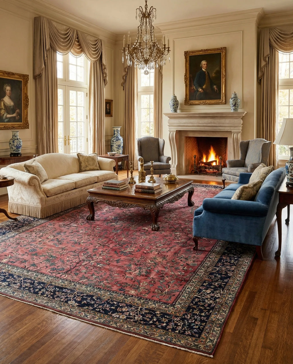 Hand-Knotted Royal Paradise Garden Wool Rug