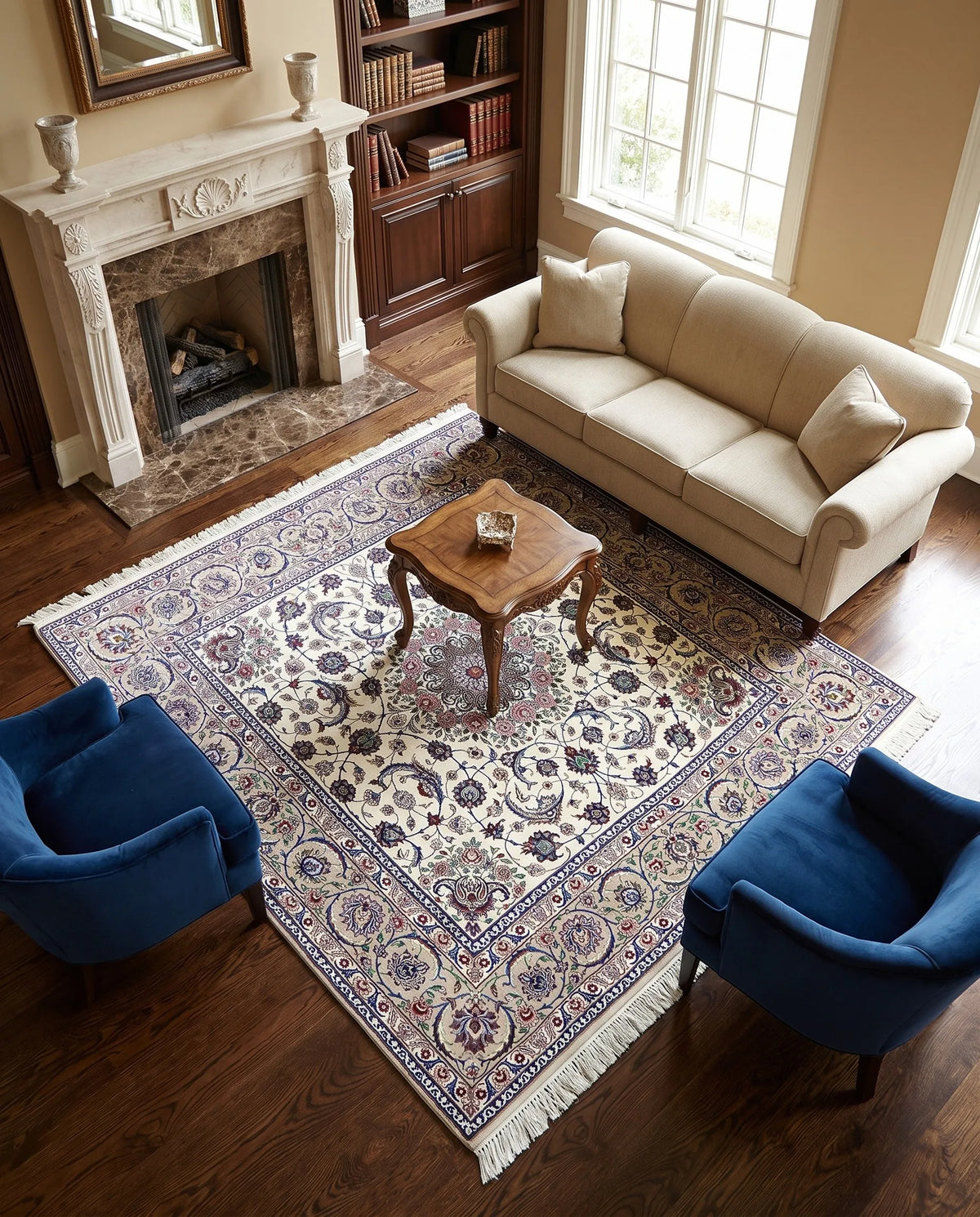 Signature Isfahan Ivory Rosette Wool Rug