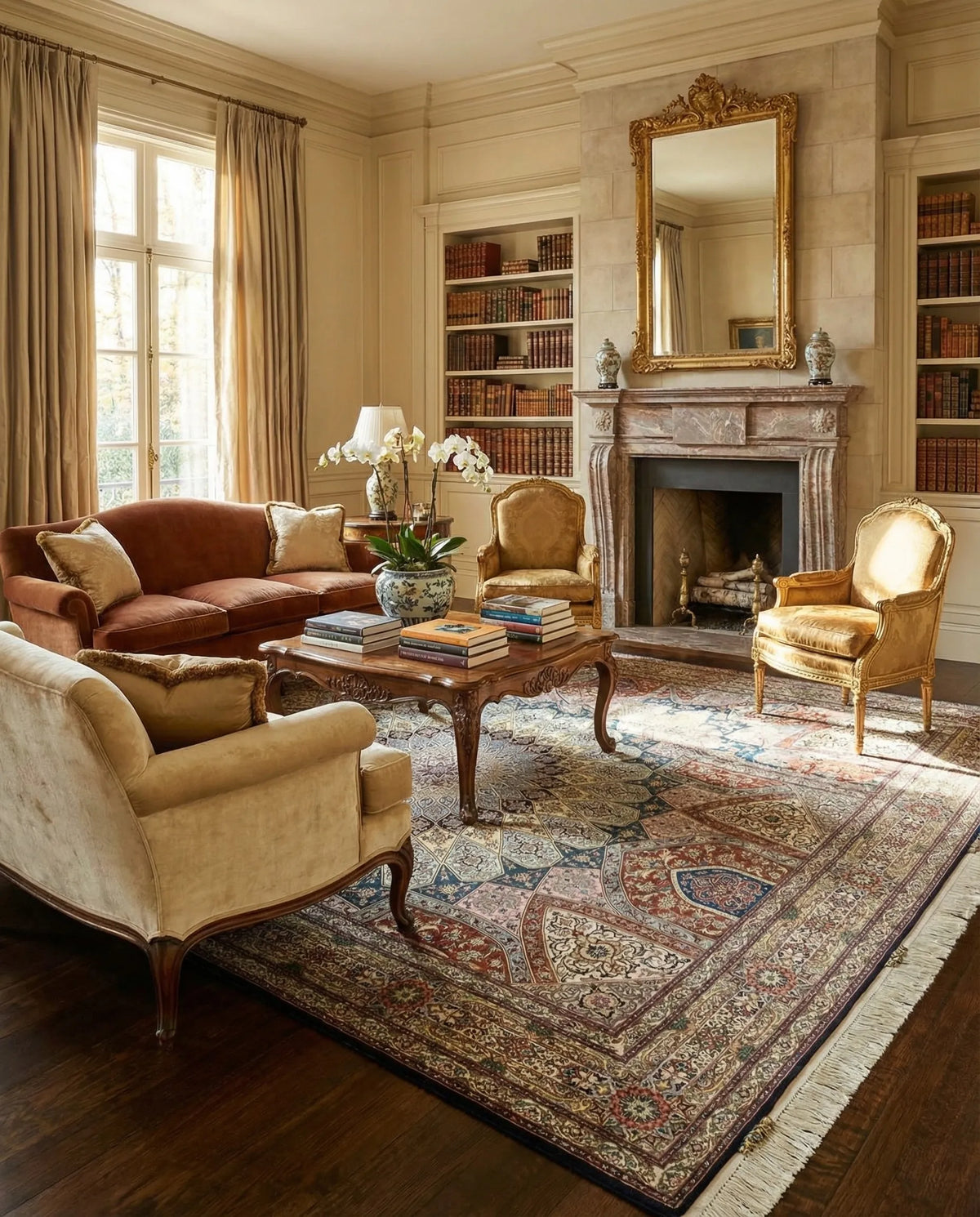 Celestial Tabriz Sunburst Fine Wool Rug