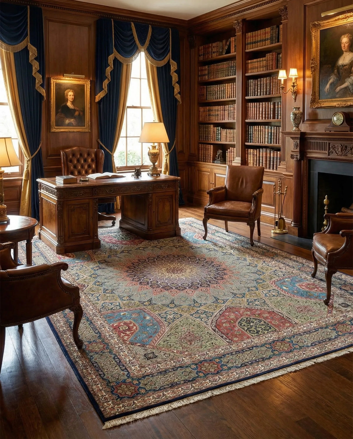 Hand-Knotted Grand Kaleidoscope Ochre Wool Rug