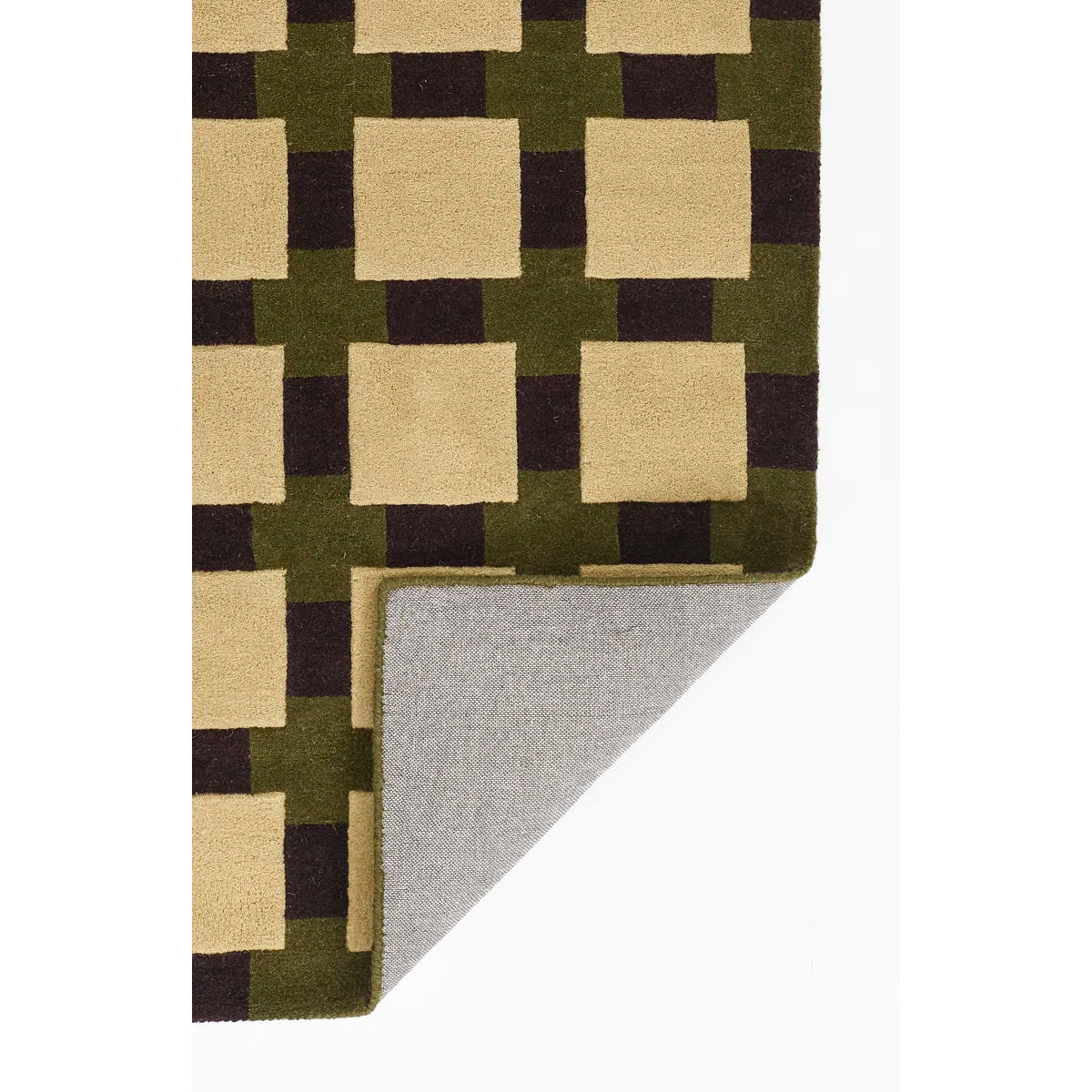 Olive Checkerboard Wool Rug