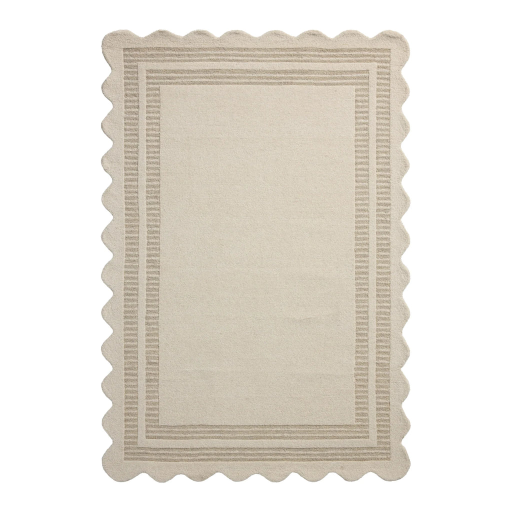 Beige Élysian Scallop Wool Rug