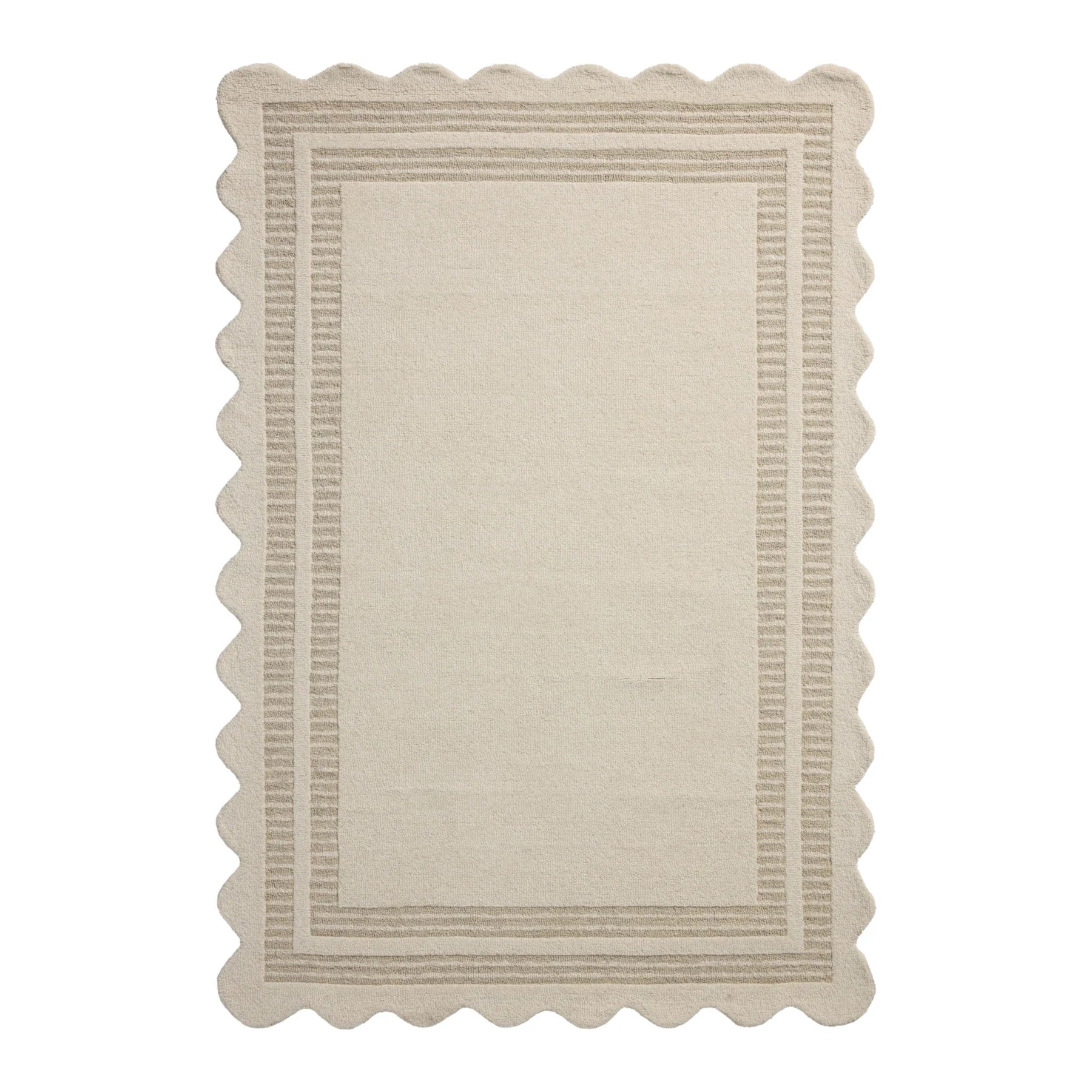 Beige Élysian Scallop Wool Rug