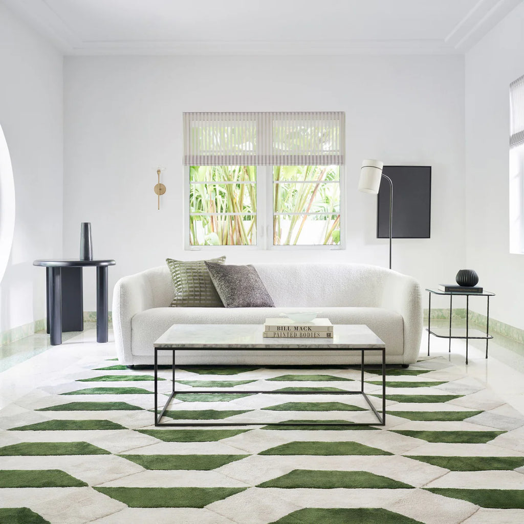 Luxury Emerald Geometric Wool Rug