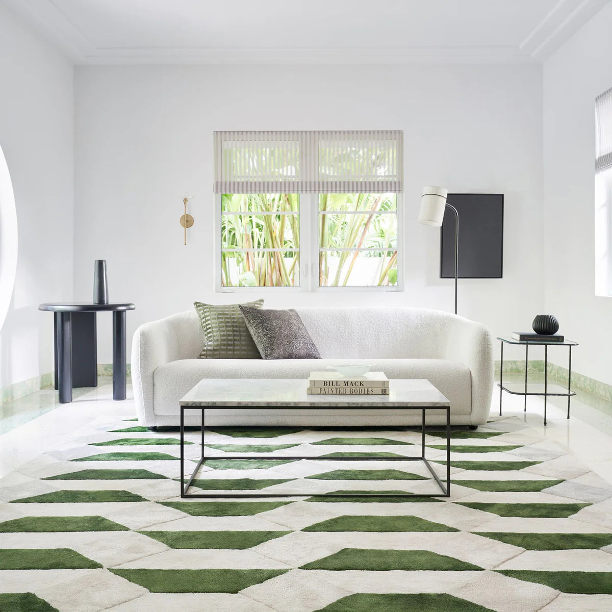 Luxury Emerald Geometric Wool Rug