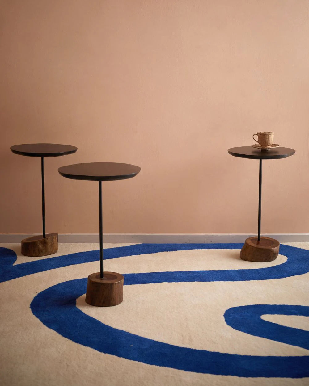 Modern Cobalt Wave Wool Rug