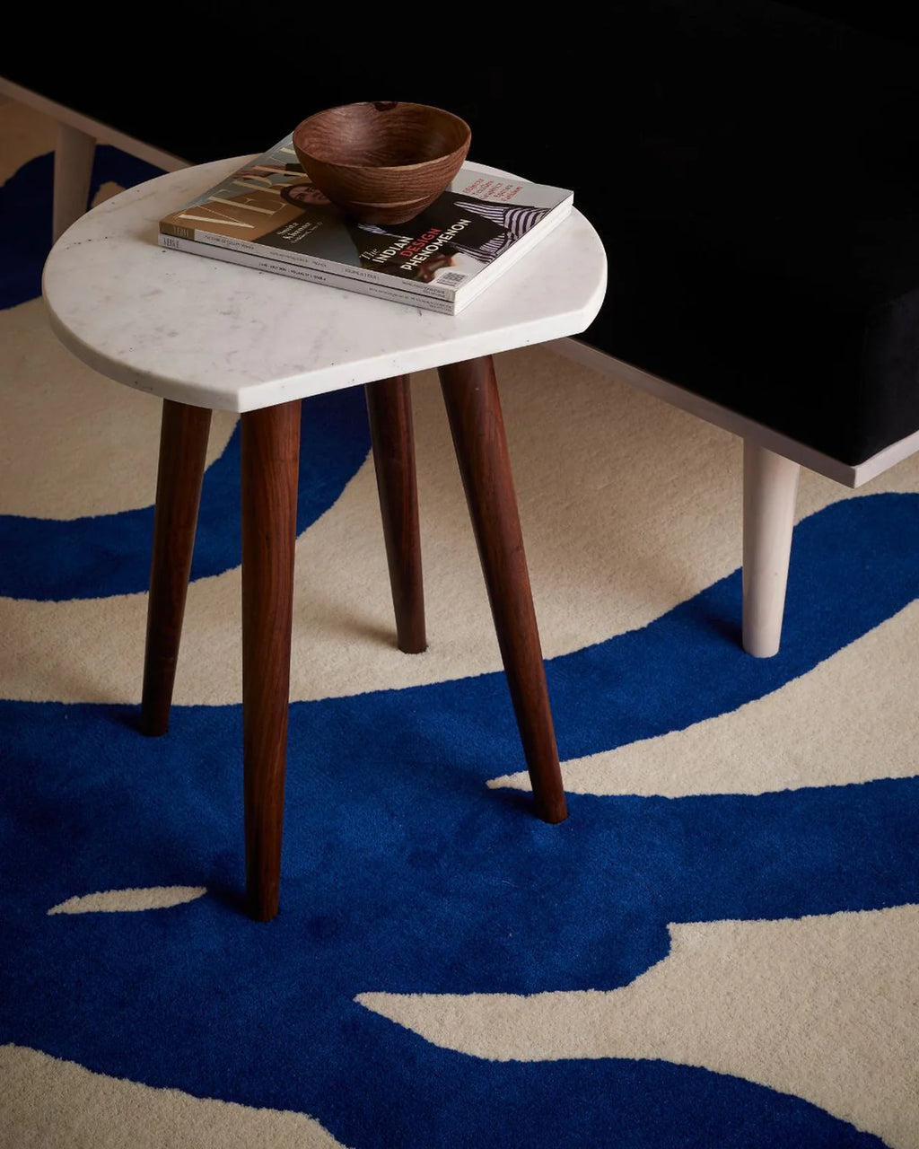 Modern Cobalt Wave Wool Rug