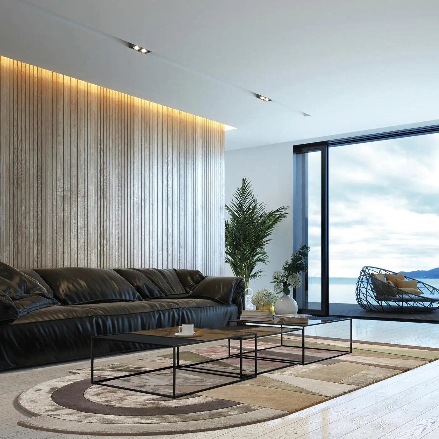 Irregular Layered Form Contemporary Rug