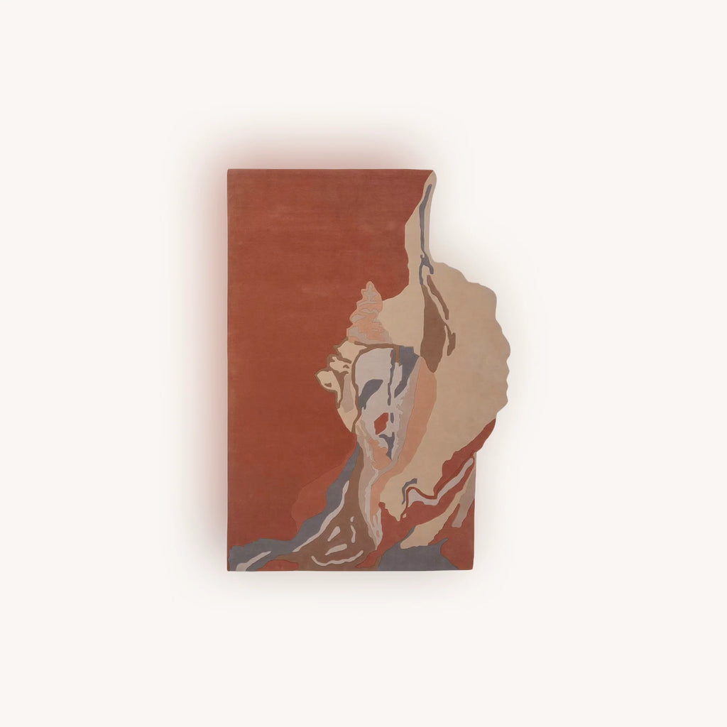 Terracotta Abstract Conch Shell Tufted Area Rug