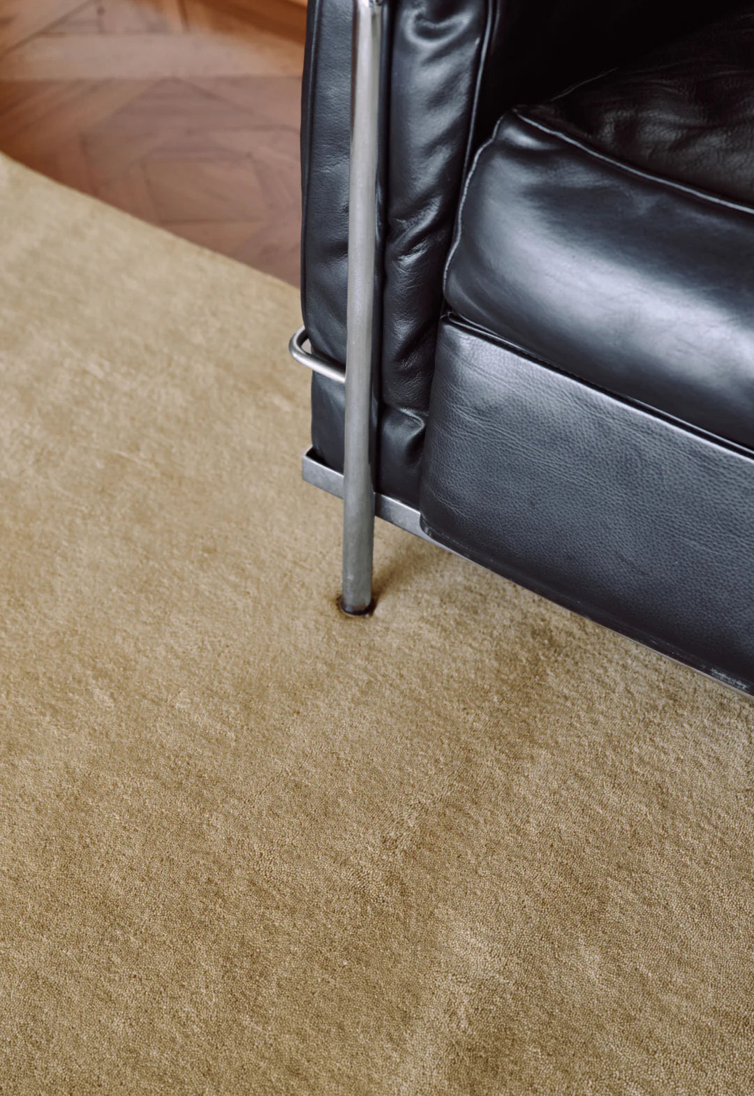 Plain Soft Beige Modern Wool Area Carpet