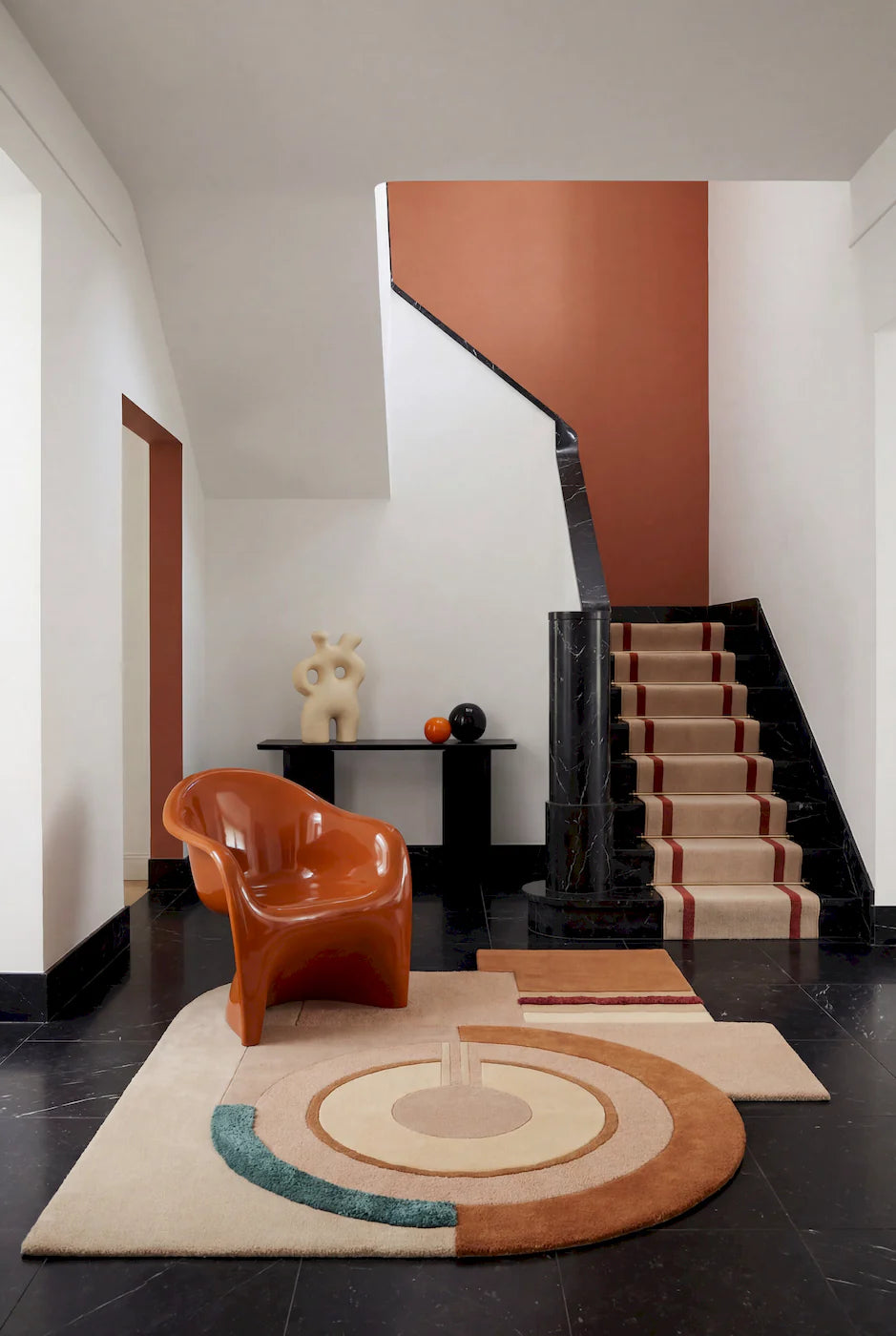 Warm Earth Tones  Asymmetrical Cutout Rug