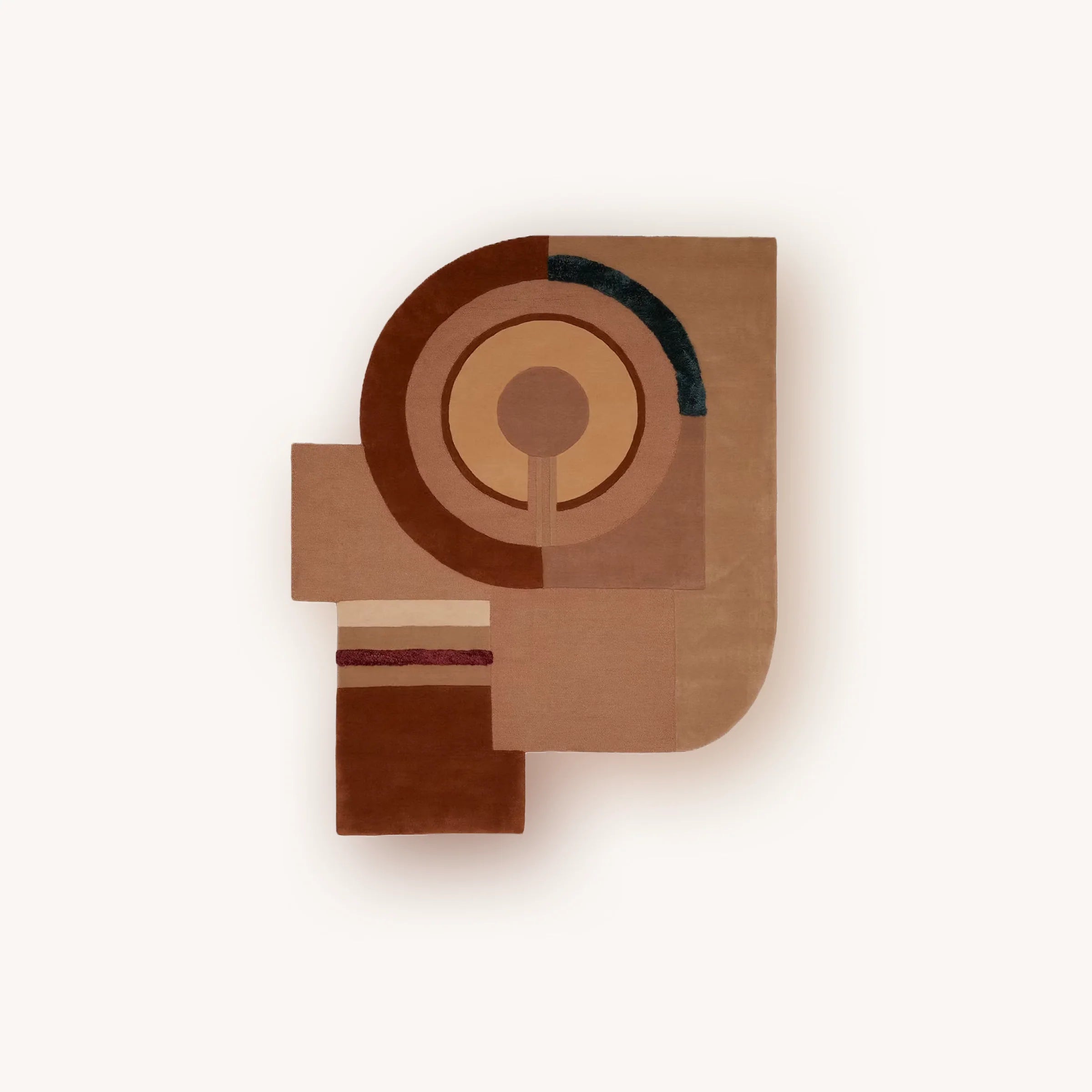 Warm Earth Tones  Asymmetrical Cutout Rug