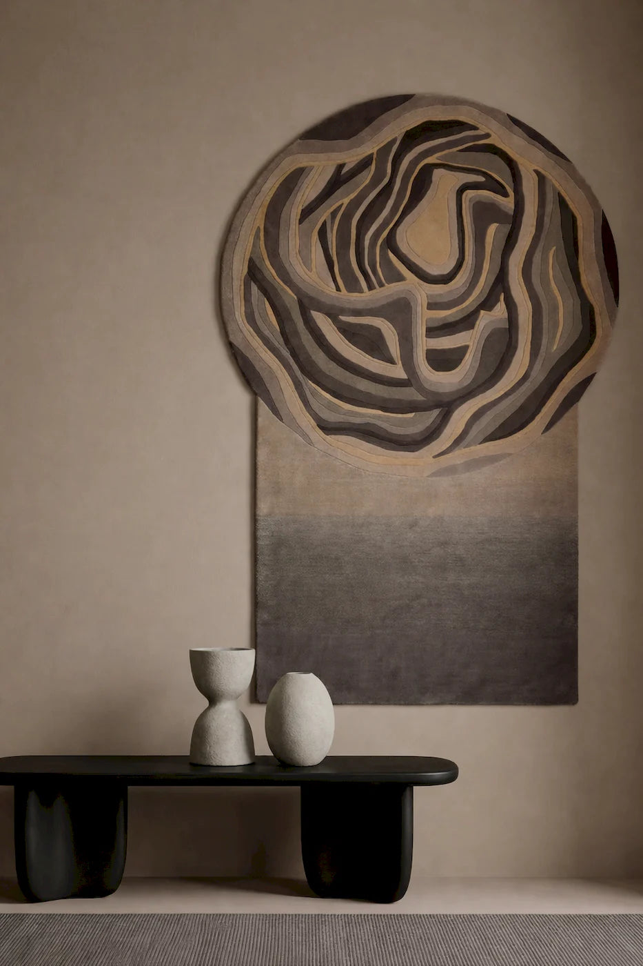 The Onyx & Sand Swirl Statement Rug