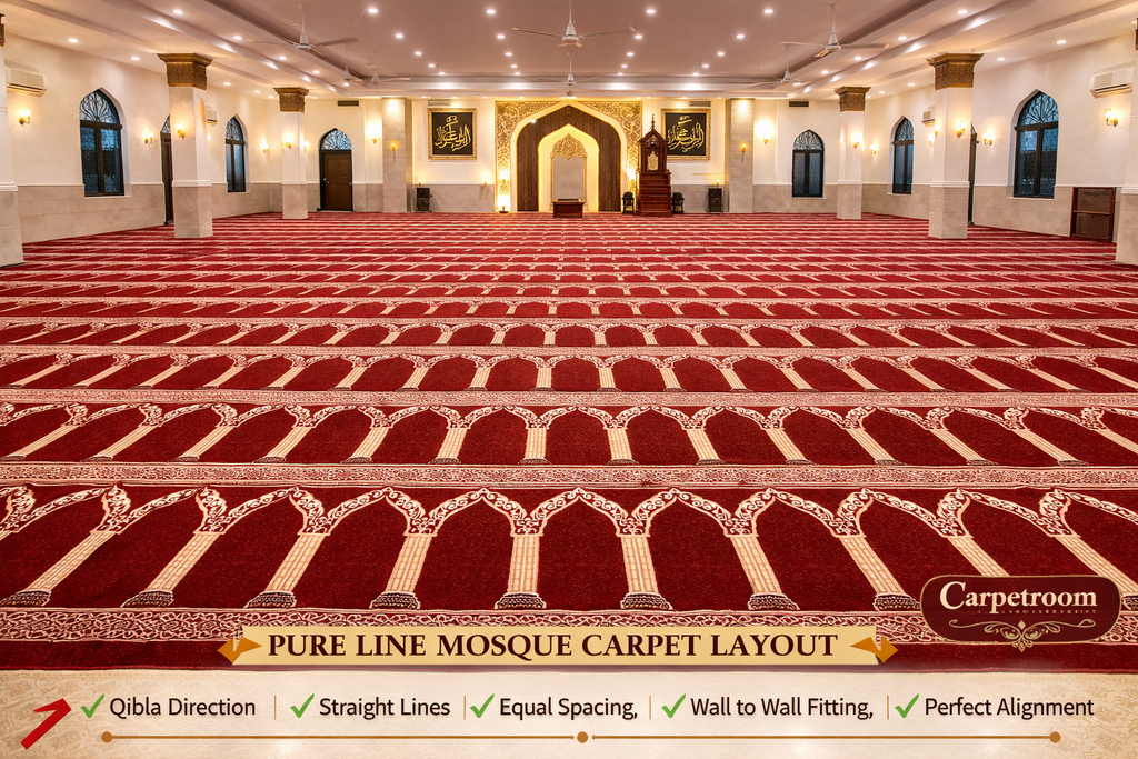 Classic Maroon Heritage Arch Mosque Carpet Half Inch Pile
