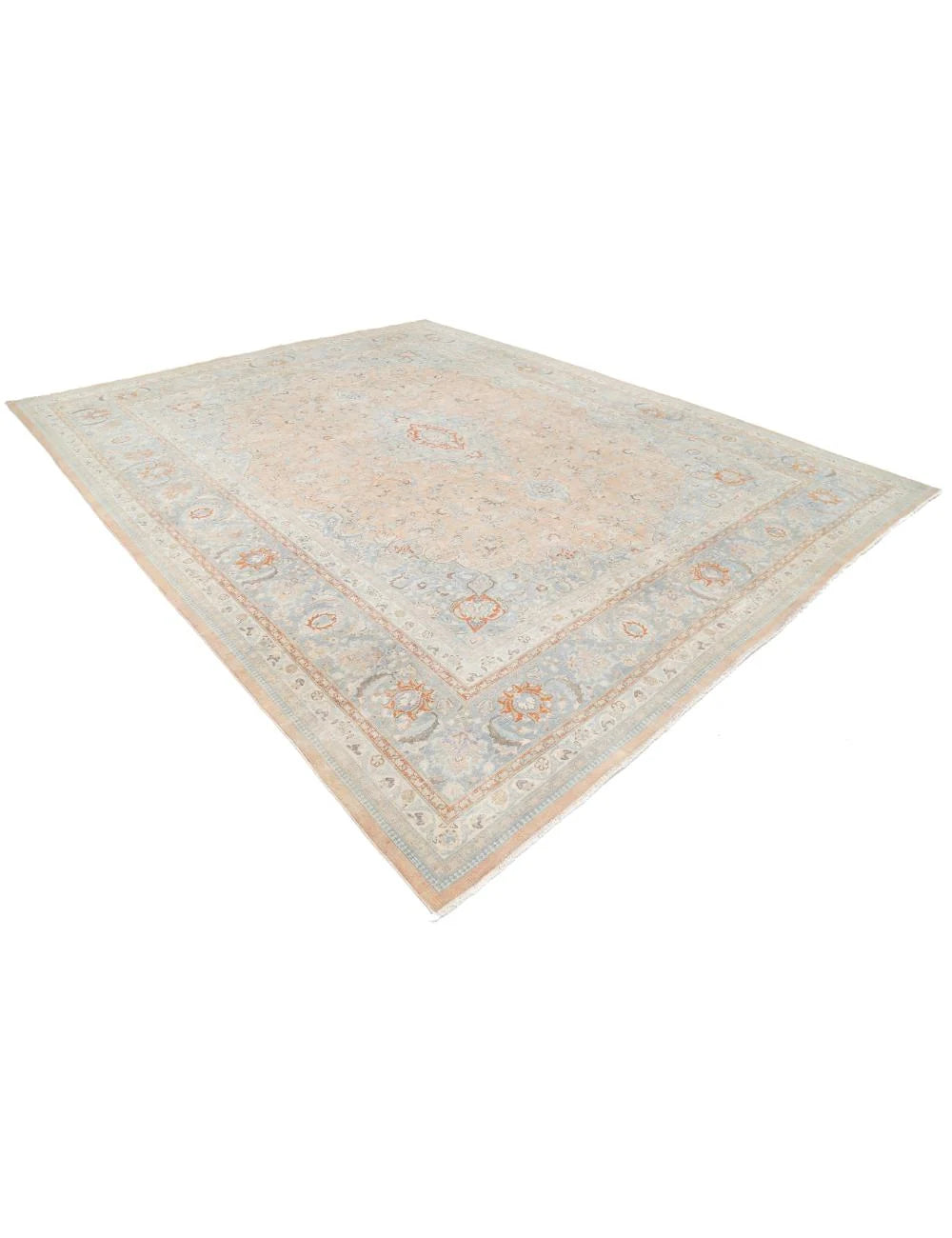Muted Oushak Soft Peach Wool Rug