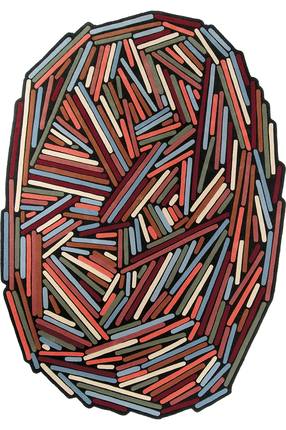 Random Stick Pattern in Rich Multicolor Tones Rug