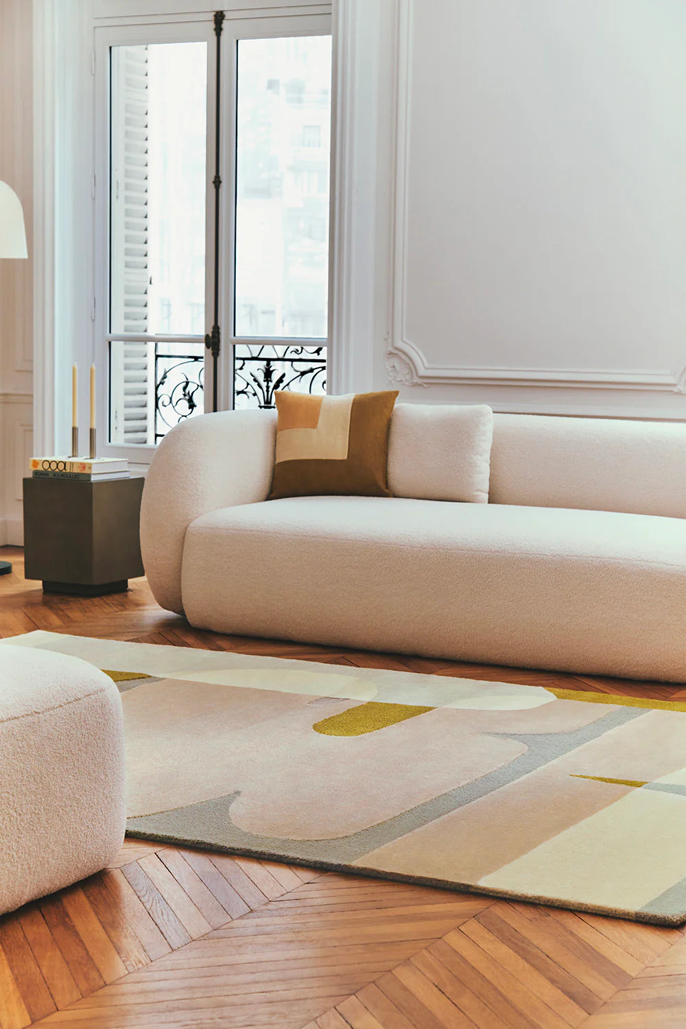 Soft Beige Contemporary Designer Carpet