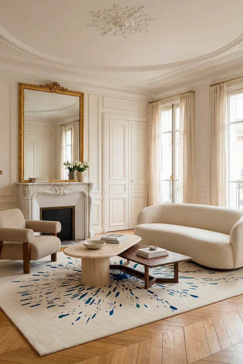 White Splash Art Carpet