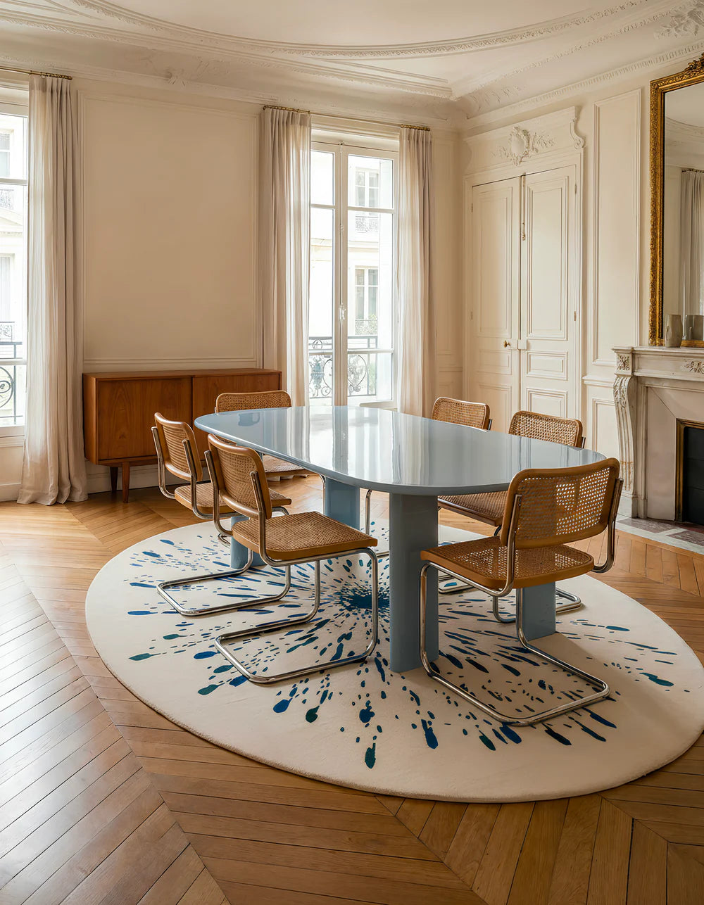 Dynamic Splash Pattern Wool Rug