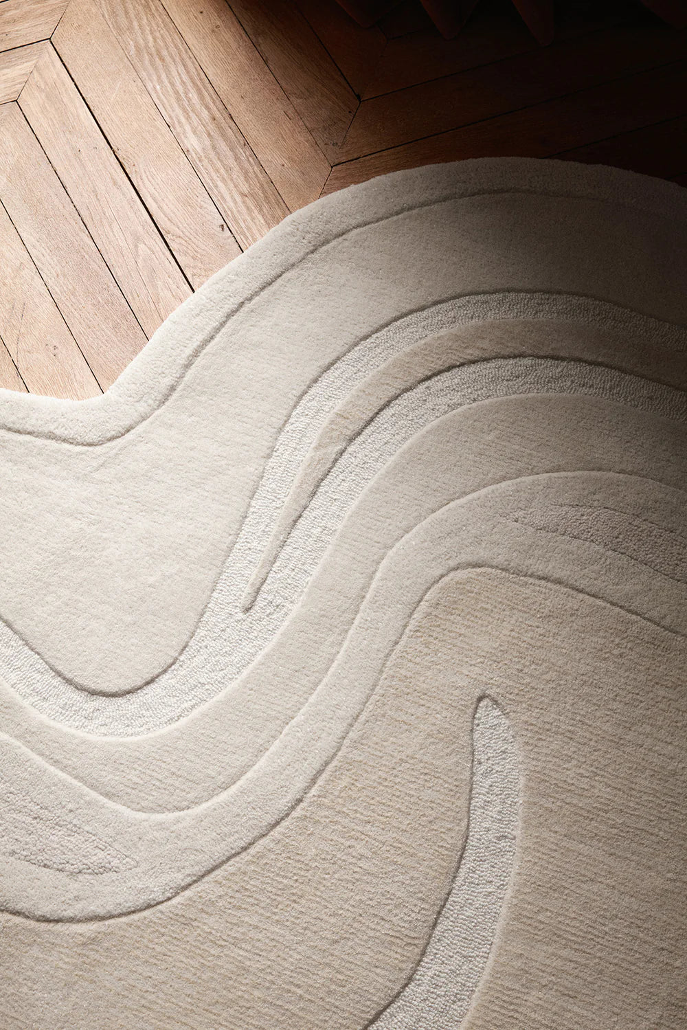 Hand-Tufted Fluid Form with Subtle Relief Detailing