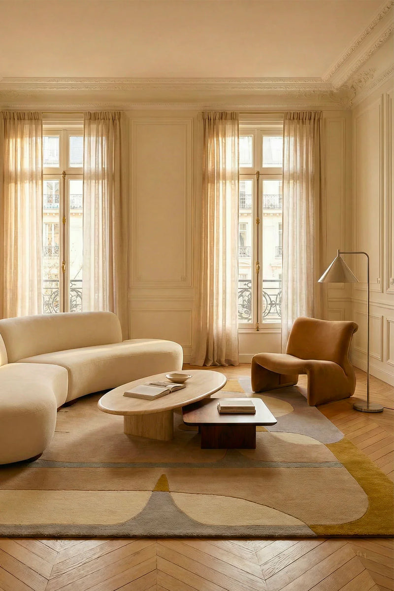 Soft Beige Contemporary Designer Carpet