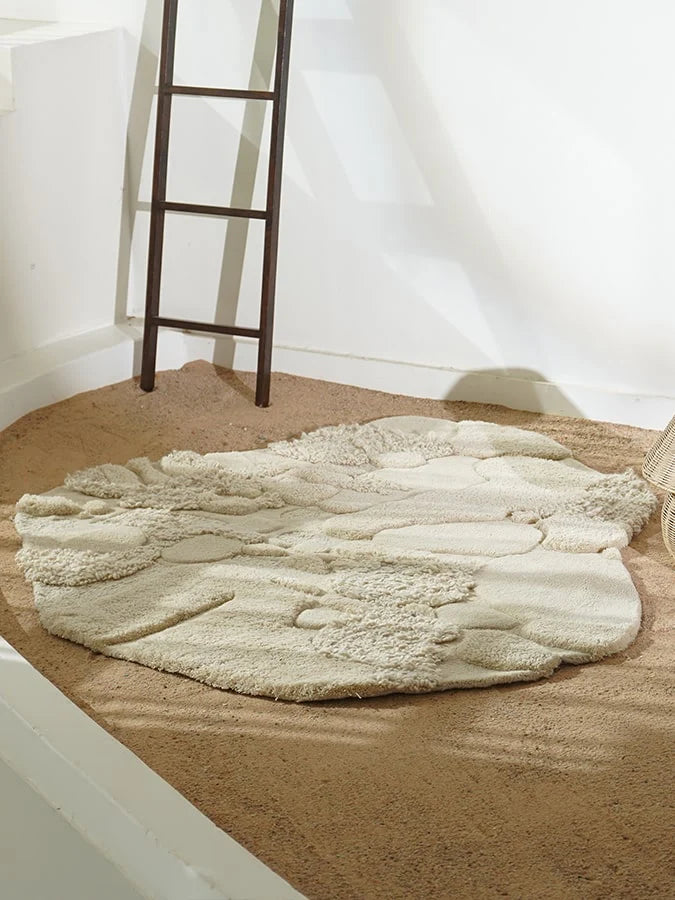 Cream Sculpted Pebble Irregular Rug