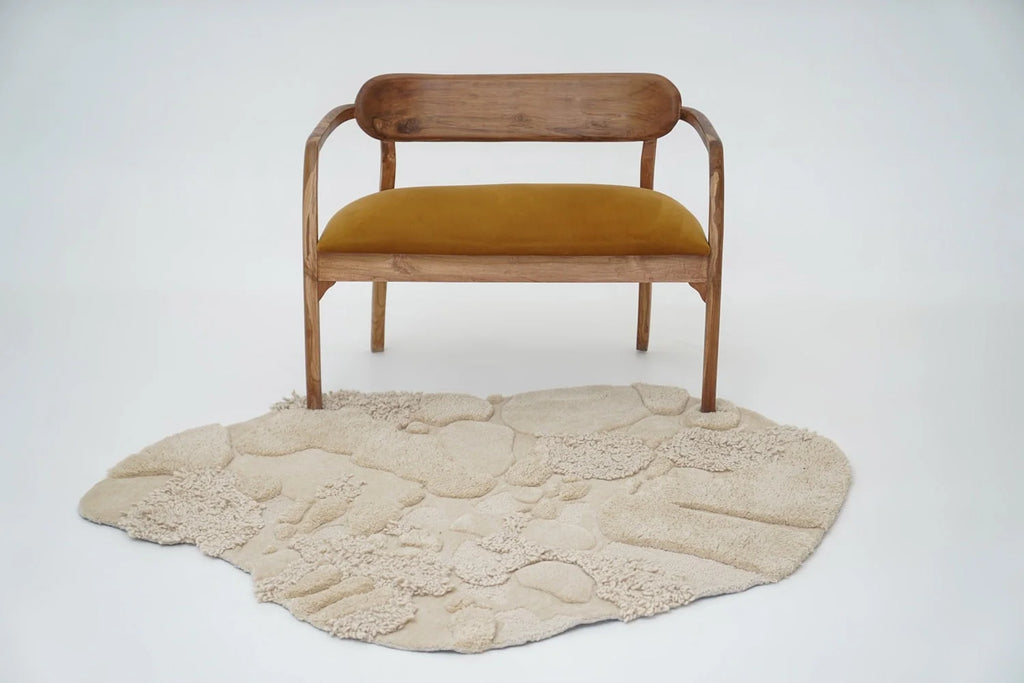 Cream Sculpted Pebble Irregular Rug