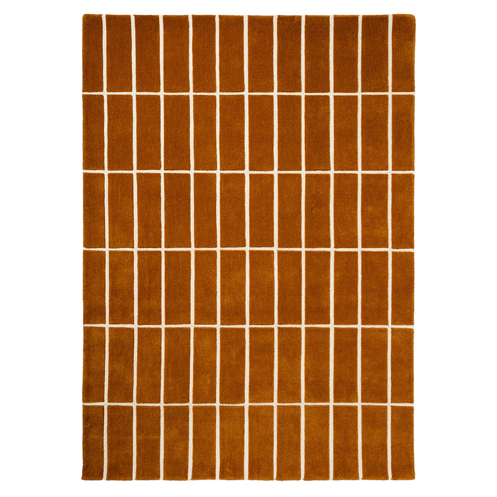 Modern Terracotta Grid Hand Tufted Wool Rug