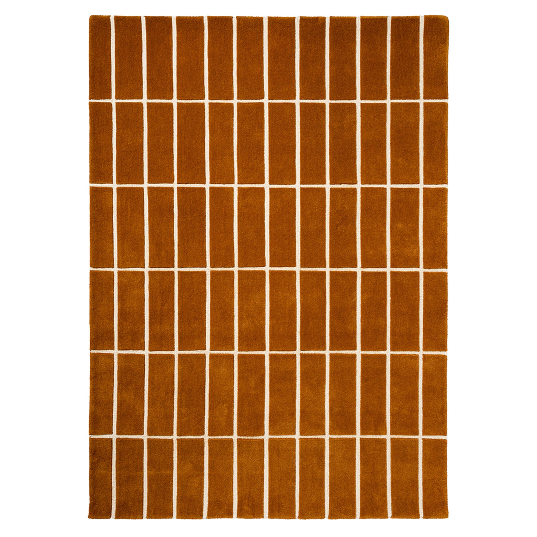 Modern Terracotta Grid Hand Tufted Wool Rug