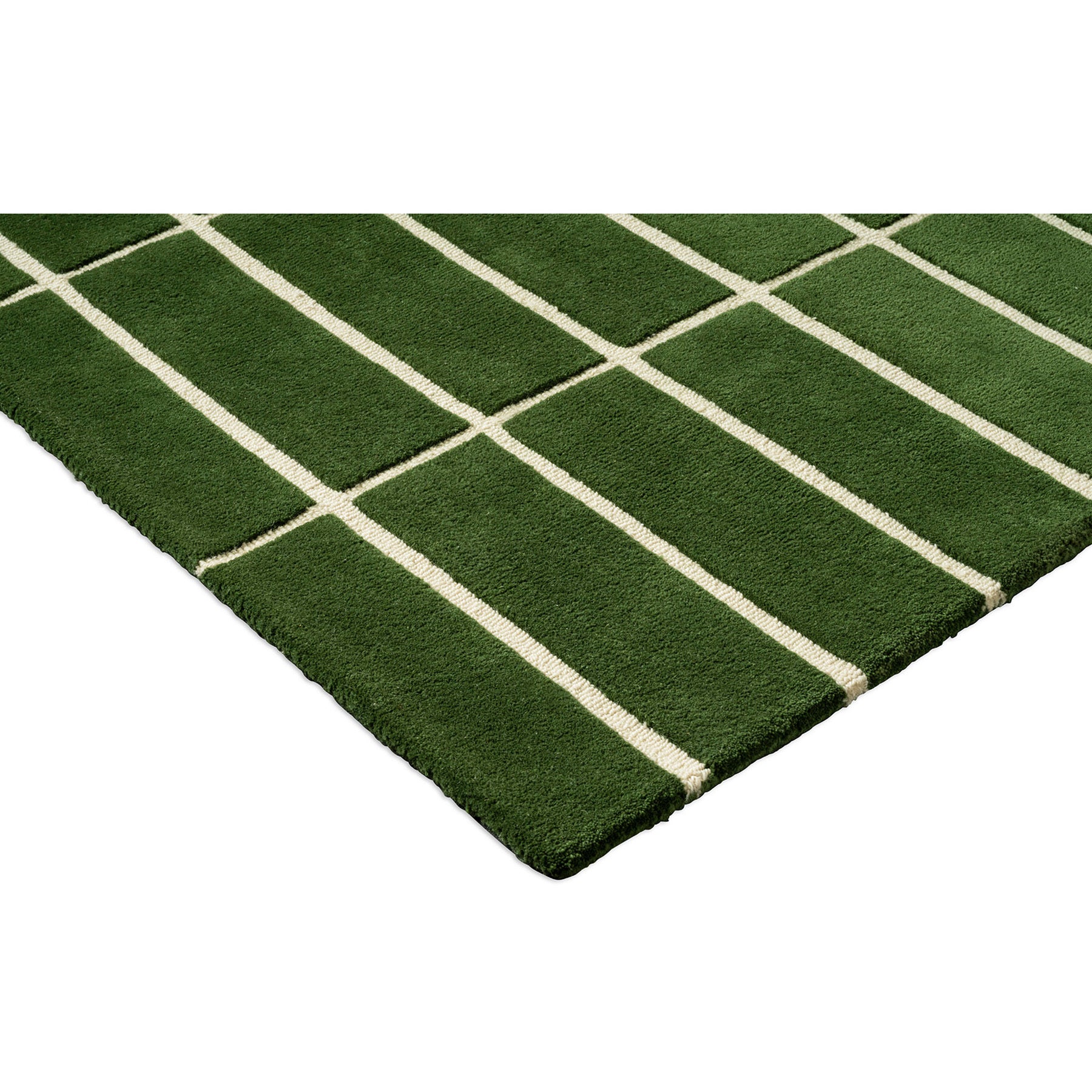 Minimal Emerald Check Pattern Wool Rug