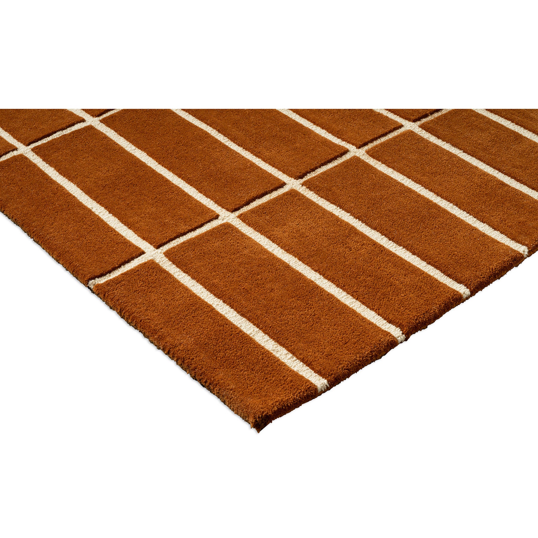 Modern Terracotta Grid Hand Tufted Wool Rug