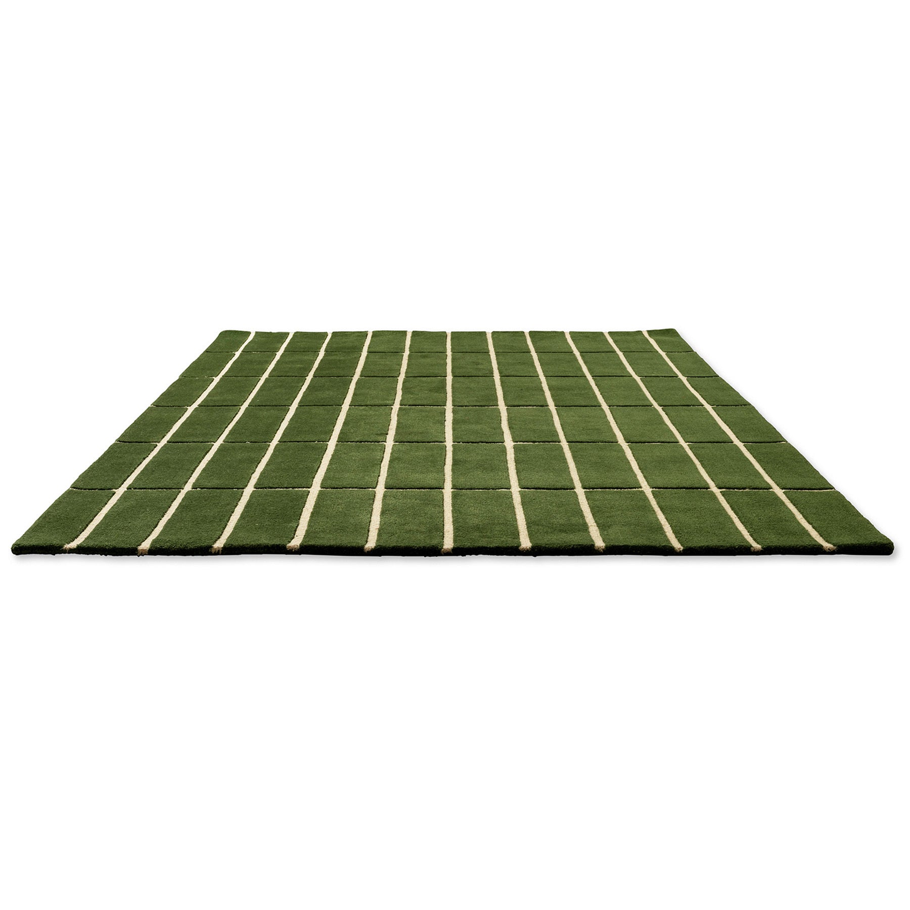 Minimal Emerald Check Pattern Wool Rug