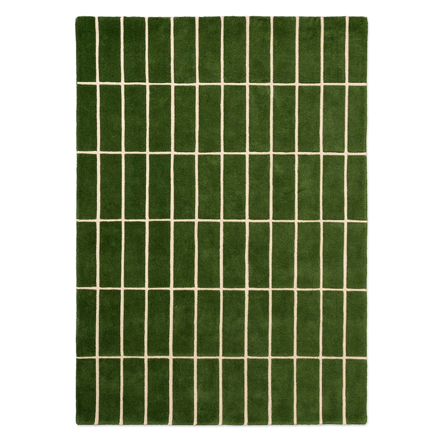 Minimal Emerald Check Pattern Wool Rug