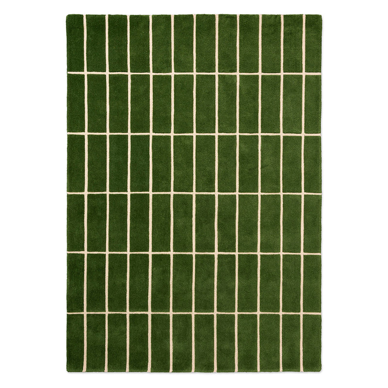 Modern Green Grid Hand-Tufted Area Rug