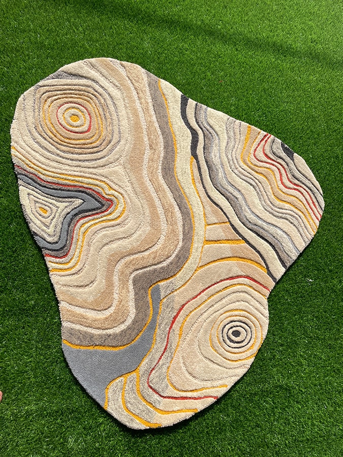 Beige Taupe Fluid Layer Abstract Rug