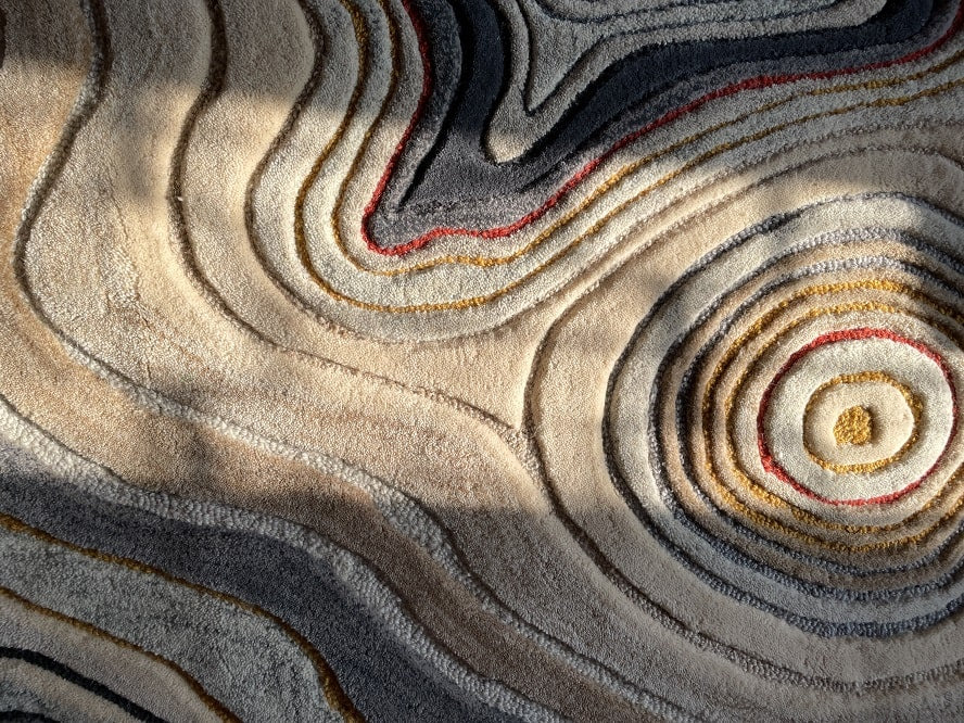 Beige Taupe Fluid Layer Abstract Rug