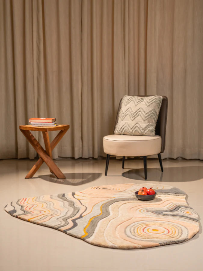Beige Taupe Fluid Layer Abstract Rug