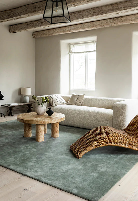 Soft Texture Sage Green Wool Carpet