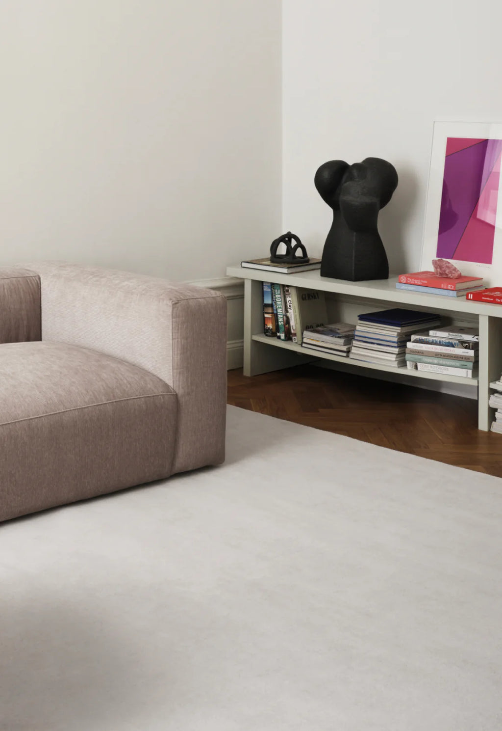 Bone White Solid Wool Rug