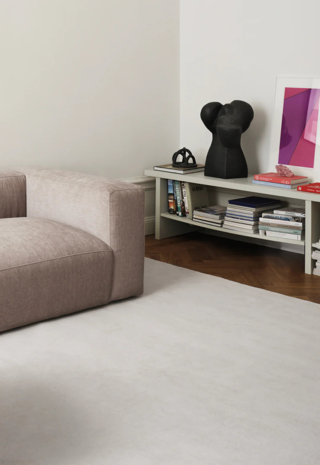 Bone White Solid Wool Rug