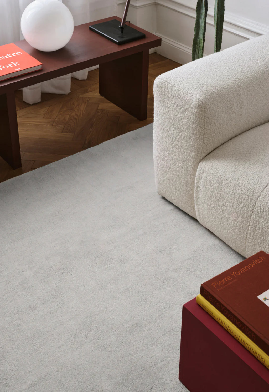 Bone White Solid Wool Rug