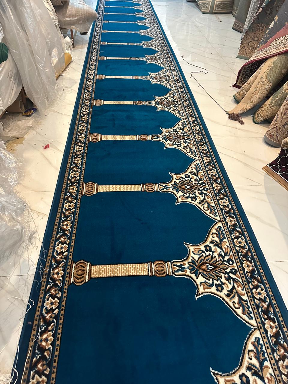 Blue Prayer Mat Janamaz Carpet for Home & Mosque